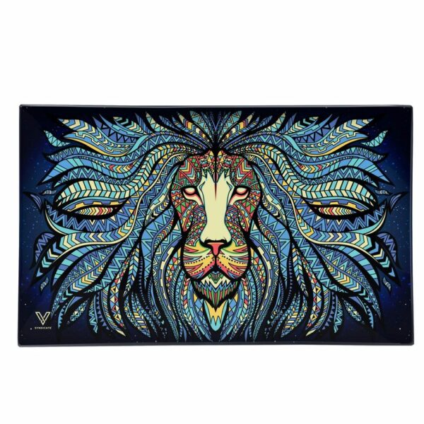 GLASS TRAY LARGE - TRIBAL LION