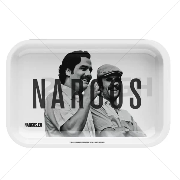 NARCOS METAL ROLLING TRAY - WHITE- MEDIUM