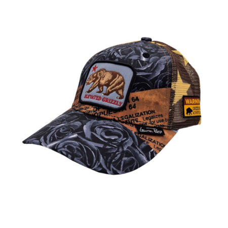 Elevated Grizzly Roses Trucker Snapback Hat